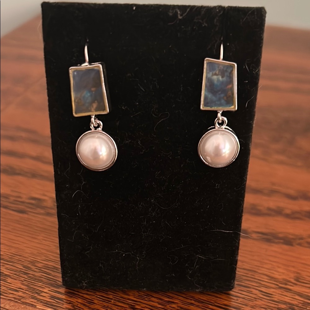 Elegant Silver and Faux Pearl Earrings